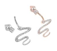 Beavorty Anneau De Nombril Serpent En Acier Inoxydable 2 Pcs, Clou De Nombril, Bijou Corps Femme, Présent Mode, Usage Quotidien, Finition Polie, Solide Et Confortable