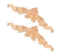 Beavorty Appliques en Bois Sculpté Incrusté 2 Pcs 20 X 6 Cm, Décorations D’angle pour Meubles, Ornements Non Peints pour Portes et Armoires, Accessoires Artisanaux pour Décoration