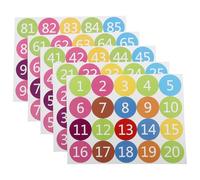 Beavorty Autocollants Chiffres Ronds Colorés Auto-adhésifs en Pvc, 5 Feuilles Numérotées 1-100, Étiquettes Imperméables pour Bureau, Salle de Classe et Scrapbooking