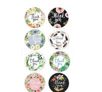 Beavorty Autocollants « Merci » Ronds Auto-adhésifs Motif Floral, 1 Rouleau 500 Pièces, Étiquettes Décoratives pour Pâtisserie, Emballage Présent et Fêtes, Autocollants Soi-même, Forte
