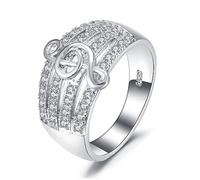 Beavorty Bague Note de Musique en Argenté Anneau Large Accessoire de Mode pour Femmes Élégant Taille Unique