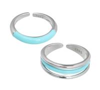 Beavorty Bague Ouverte Réglable en S925 Argenté pour Femmes Lot de 2 Bijoux Esthétiques pour Anniversaire ou Saint-Valentin Design Simple et Élégant Bague de Mode pour Adolescentes
