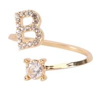Beavorty Bague Réglable Ouverte Lettre B Dorée Incrustée de Cristaux, Anneau Créatif pour Femme, Bijoux Romantiques pour Doigts, Fêtes, Sorties et Voyages