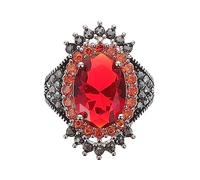 Beavorty Bague Vintage en Argenté Thaïlandais Pierre Précieuse Rouge Bague Chic pour Femme Bijoux de Mode de Saint-Valentin Confortable à Porter Design Élégant