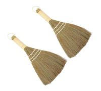 Beavorty Balais en Paille de Riz Lot de 2 Brosse à Main Naturelle Balai de Table Cuisine Nettoyage Surfaces Délicates Compact