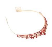 Beavorty Bandeau de Mariage Rouge en Alliage Orné de Strass pour Mariée, Confortable et Élégant, pour Célébrations et Cérémonies