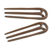 Beavorty Bâtonnets à Cheveux en Bois de Santal Vintage Style Chinois, Fourchette à Chignon Trois Branches, Stabilise Cheveux Épais, Lot de 2 pour Coiffure Quotidienne et Banquets