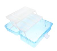 Beavorty Boîte à Outils Transparente Plastique Bleu Grand Format à 3 Couches Poignée, Coffret Rangement Multifonction Portable pour Matériel de Peinture, Blocs, Arts et Bricolage