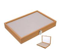 Beavorty Boîte de Présentation Bijoux et Broches Couvercle en Bois de Poirier pour Rangement Compact et Transport Facile