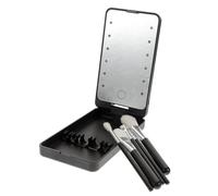 Beavorty Boîte De Rangement De De Voyage Avec Miroir Lumière Led Et Brosse Design Robuste Et Chic Pour Un Rangement Facile