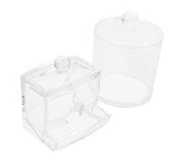 Beavorty Boîte De Rangement Pour Cotons-tiges 2 Pièces Organiseur De Maquillage Conteneur Rond Pour Cotons-tiges