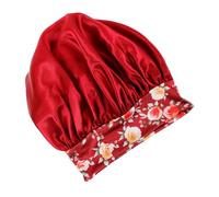 Beavorty Bonnet de Nuit en Satin pour Dormir Bonnet de Nuit Imitation Cheveux Bouclés Élastiques Bonnet de Nuit Décoratif pour Femmes