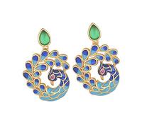 Beavorty Boucles D’oreilles Vintage En Agate Émaillée Peacock, Bijoux Ethniques En Pierre Naturelle, Style Chinois Hanfu, Pour Femmes, Paire Unique Couleur Multicolore,