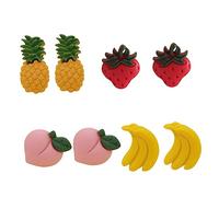 Beavorty Boucles d'Oreilles de Fruits Été 4 Paires Clous d'Oreilles Colorés Bijoux en Matériau Solide Accessoires pour Femmes Design Adorable