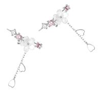 Beavorty Boucles D'oreilles Longues à Fleurs de Cerisier, Légères et Élégantes, Boucles D'oreilles à Pompon Fleuri pour Femmes, Pendentif Floral Printanier, Paire Délicate pour Tenue