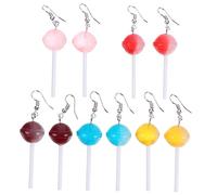 Beavorty Boucles d'Oreilles Sucette en Plastique 5 Paires Colorées Pendants d'Oreilles Originales pour Femmes Bijoux Amusants pour Fêtes Style Unique