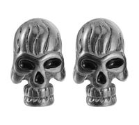 Beavorty Boucles D'oreilles Tête de Mort, Clous D'oreille en Acier Titane Argenté, Style Punk Hip-hop, Décor D'oreille pour Homme, Éléments Halloween