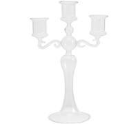Beavorty Bougeoir Verre Transparent 3 Branches Support Bougies Pilier Élégant pour Décoration Mariage Dîner Romantique Maison