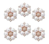 Beavorty Boutons de Manchette Fleur en Alliage Ornés et Perles, Couvre-Boutons Décoratifs de Smoking Homme, Clips Élégants pour Mariage et Gala, Lot de 6