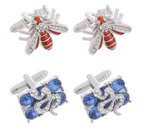 Beavorty Boutons de Manchette Vintage Abeille et Serpent pour Hommes en Alliage de Zinc Surface Lisse, Sécurisés, pour Occasions Spéciales et Affaires Formelles, 2 Paires
