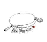 Beavorty Bracelet Jonc Ajustable Acier Inoxydable Avec Pendentif Pompier Bijou Pour Père Mère Fille Ou Homme Cadeau Pour Famille De Pompiers