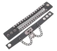 Beavorty Bracelet Manchette Cuir Pour Hommes Bracelets Gothiques Superposés Avec Pendentif Pour Cosplay Et Fêtes