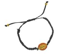 Beavorty Bracelet Saint Benoît Tressé Réglable pour Femmes Décoration Religieuse Style Artisanal Noir Accessoire et