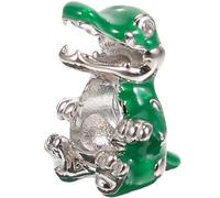 Beavorty Breloque Perle Crocodile Mini Verte en Argenté Plaqué Rhodium Zircon, Perles pour Bijoux DIY et Bracelets, Accessoire Créatif et Ornement pour Fabrication de Bracelets