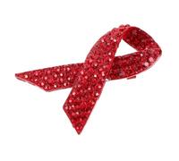 Beavorty Broche Ruban Rouge Strass en Alliage Sensibilisation Cancer du Sein et Sida Femme pour Vêtement Journée Mondiale Lutte Solidarité