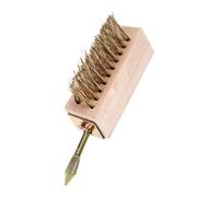 Beavorty Brosse à Désherber en Bois, Brosse Métallique de Désherbage en Fil d'acier Cuivré, pour Joints de Pavés et Terrasses, Enlève la Mousse Tenace, à Fixer sur Manche