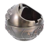 Beavorty Cendrier Créatif en Métal avec Couvercle, Petit Modèle Rond Couleur Bronze Rose, Résistant aux Chocs, pour Intérieur et Terrasse, Cendrier D’extérieur Portable et Décoratif