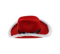 Beavorty Chapeau de Cowgirl de Rouge avec Bord Blanc Accessoire pour Hommes et Femmes pour Fêtes de Costumes de Santa Claus