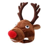 Beavorty Chapeau de Fête Costumé de Tête de Cerf, Couvre-Chef Rembourré en Peluche et Coton PP, Accessoire Photo Amusant pour Noël et Fêtes Hivernales
