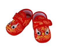 Beavorty Chaussures Brodées Bébé 0-12 Mois à Tête de Tigre Semelle Antidérapante Souple Chaudes et Confortables Motif Cartoon Rouge Premières Chaussures D’Apprentissage pour -Né