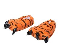 Beavorty Chaussures D’Intérieur en Peluche Tiger Paw pour Femme Pantoufles Chauds et Légers Taille 30-39 Semelle Fine Antidérapante Style Cartoon Motif Tigre Confort et Douceur pour