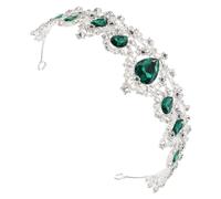 Beavorty Coiffe De Mariée Couronne De Mariage Coiffe Royale En Cristal Base Argentée Accessoire Vert Pour Mariage