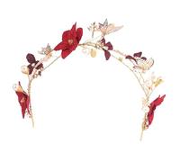 Beavorty Coiffe De Mariée Ornée De Fleurs Rouges -tête De Fête