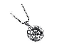 Beavorty Collier Chaîne Homme Pendentif Roue en Métal Style Punk Vintage Collier Pendentif pour Homme Mode Masculine Bijou Accessoire pour Fête et Présent
