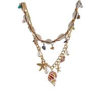 Beavorty Collier Coquillage Hawaïen Double Couche Bijoux de Conque en Pendentif Étoile pour Femme Style Plage Fêtes