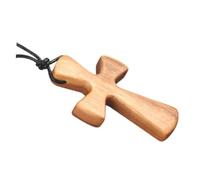 Beavorty Collier Croix En Bois D'olivier Sculpté à La Main Pendentif Croix Conique Pour Homme Et Femme Bijou Élégant Présent Saint Esprit Taille Unique