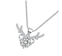 Beavorty Collier Pendentif Cerf Délicat en Argenté 1 Pièce, Bijou Charmant et Simple pour Femmes, Accessoire pour Présent Saint-valentin et Tenues Quotidiennes