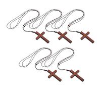 Beavorty Collier Pendentif Croix en Bois Naturel Unisexe - 5 Pièces - Bijoux Religieux Sculptés la Main pour Prière et Foi Chrétienne - Pendentif Croix Bois Doux Peau, Usage Quotidien