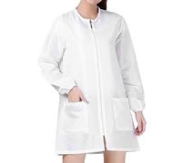 Beavorty Combinaison De Technicienne De Beauté Blanche l Manches Longues Imperméable Tablier Protection Salon Spa Vêtements Teinture Cheveux Forçage