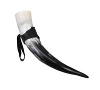 Beavorty Corne à Boire Viking Naturelle 36-40 Cm Grosse Capacité en Corne de Bœuf Pointue pour Bière et Hydromel, Tasse à Boire Rustique Portable pour Camping et Décoration Rétro