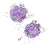 Beavorty Corsage Poignet Mariage Femme Ensemble Boutonnière Mariage Fleurs Artificielles Bracelet Fleurs Poignet Mariée Cérémonie Bal Anniversaire Cadeau Élégant