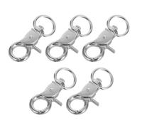 Beavorty Crochet Porte-clés en Acier Inoxydable Argenté pour Cages à Oiseaux, Verrou de Sécurité Compact et Léger, Lot de 5 Pièces pour Porte de Cage D'oiseau