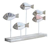 Beavorty Décoration de maison sur le thème nautique sculpté à la main en bois méditerranéen poisson décoration de la maison poisson décoration de table centre de table statue de poisson en bois