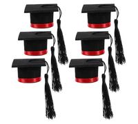 Beavorty Décorations Élégantes de Capsules de Bouteilles de Remise de Diplôme en Feutre Rouge, Mini Chapeau Housse de Bouteille Pompon, Lot de 6 pour Célébrations et Restaurants
