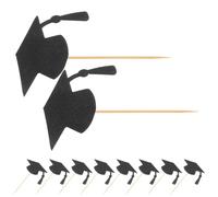 Beavorty Décorations Gâteau Graduation 24 Pcs Noir, Mini Pics Cupcakes Chapeau de Diplômé, Inserts Non Comestibles pour Fête Remise de Diplômes, Décorations École et Célébrations Festives