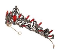 Beavorty Diadème Feuilles Strass Noir et Rouge, Couronne Mariage Femme 1 Pièce, Accessoire Coiffure Élégant pour Anniversaire, Bal et Fêtes Spéciales, Alliage Zinc Antirouille, Bandeau